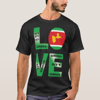 GWADA LOVE Vlag van Guadeloupe 971 T-shirt