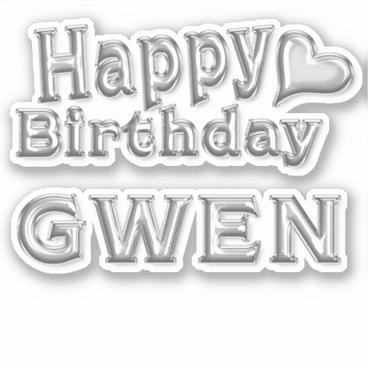Gwen Happy Birthday silver Aufkleber Sticker (Voorkant)