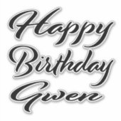 Gwen Nom Prénom Anniversaire de Black Sticker (Devant)