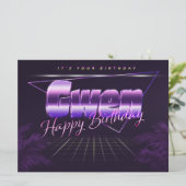 Gwen prénom nom carte rétro lilas anniversaire (Debout devant)