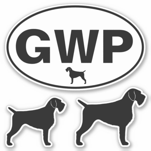 GWP German Wirehaered Pointer Vinyl Sticker Set (Voorkant)