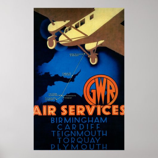 GWR Air Services Poster Vintage Europe (Devant)