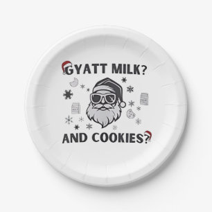 Gyatt Melk en Koekjes Grappige Kerstman Gen Alpha Papieren Bordje