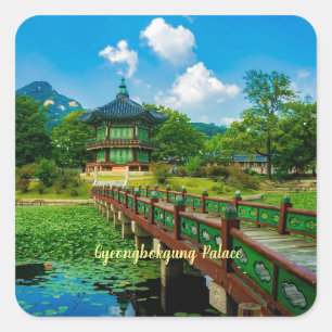 Gyeongbokgung Palace, met opschrift. Vierkante Sticker