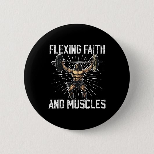 Gym And Jesus Christian Bodybuilder Religious Body Ronde Button 5,7 Cm (Voorkant)