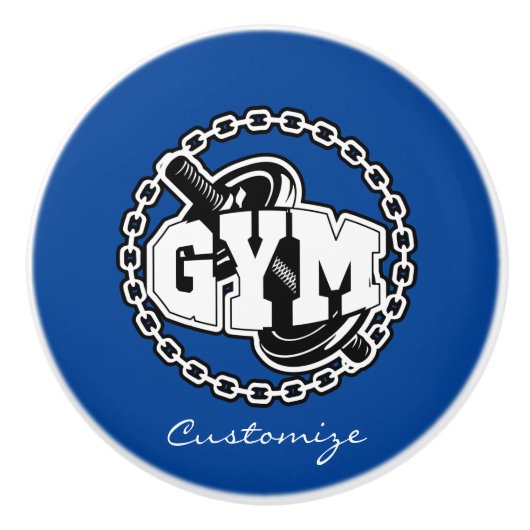 Gym Barbell Logo Thunder_Cove Keramische Knop (Voorkant)