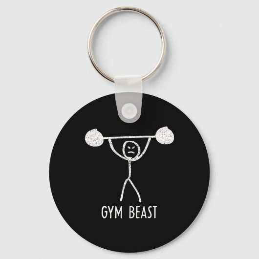 Gym Beast Funny Bodybuilding Exercise Fitness Work Sleutelhanger (Voorkant)
