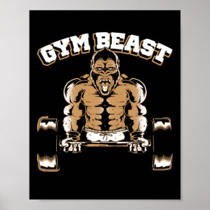 Gym Beest Gorilla Gewichtheffen Bodybuilding Worko Poster