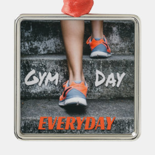 Gym Day Dagelijkse workout-motieven Oranje Metalen Ornament