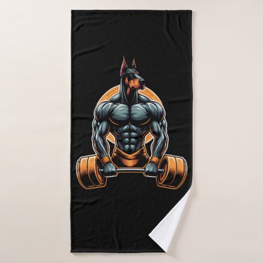 GYM doberman bodybuilder powerlifder chien (Serviette de bain)