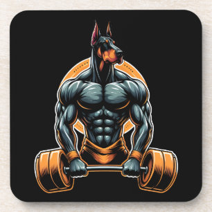 GYM doberman hond bodybuilder powerlifter Bier Onderzetter