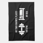 Gym en Bed - Funny Cartoon Pictogram - Novelty Theedoek (Verticaal)