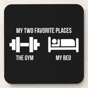 Gym en Bed - Grappig Cartoon Pictogram - Nieuwighe Drankjes Onderzetter