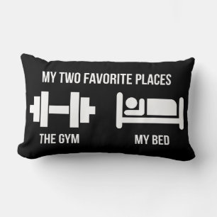 Gym en Bed - Grappig Cartoon Pictogram - Nieuwighe Kussen