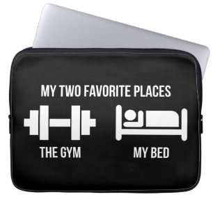 Gym en Bed - Grappig Cartoon Pictogram - Nieuwighe Laptop Sleeve