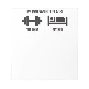 Gym en Bed - Grappig Cartoon Pictogram - Nieuwighe Notitieblok