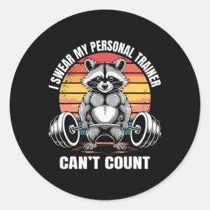 Gym Fitness Spreuk Ik Zweer Mijn Personal Trainer Ronde Sticker