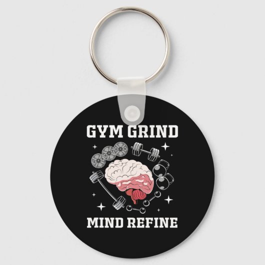Gym Grind Mind Refined Bodybuilding Funny Gym Rat  Sleutelhanger (Voorkant)