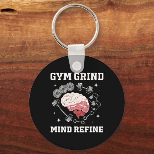 Gym Grind Mind Refined Bodybuilding Funny Gym Rat  Sleutelhanger (Voorkant)