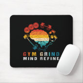 Gym Grind Mind Refined Bodybuilding Retro Gym Rat  Muismat (Met muis)