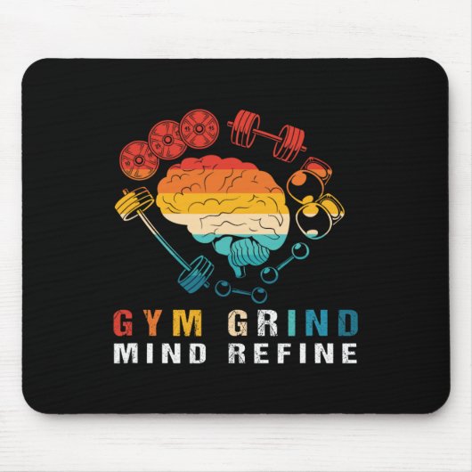 Gym Grind Mind Refined Bodybuilding Retro Gym Rat  Muismat (Voorkant)