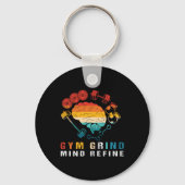 Gym Grind Mind Refined Bodybuilding Retro Gym Rat  Sleutelhanger (Voorkant)
