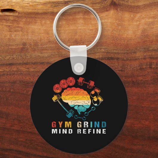Gym Grind Mind Refined Bodybuilding Retro Gym Rat  Sleutelhanger (Voorkant)