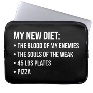 Gym Humor - Dieet - Blood, Souls, Pizza - Grappig Laptop Sleeve