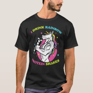 Gym I Drink regenboogproteïne Shakes Unicorn Bod T-shirt