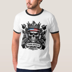 Gym Koninklijk Sterk Toegewijd Monster Schedelkroo T-shirt