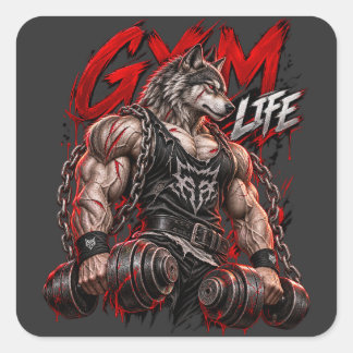 Gym Leven Weerwolf Beest Modus Bodybuilding Fitnes Vierkante Sticker