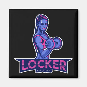 Gym locker in het gebruik meisje magneet