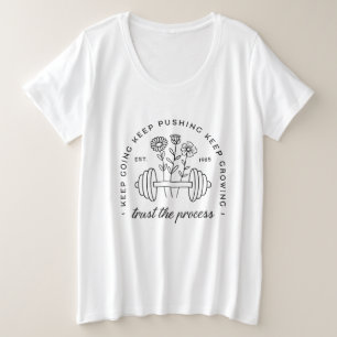 Gym meisje motivatie quotes floral dumbbell grote maat t-shirt