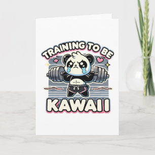 Gym Panda Training om Kawaii Schattigee Anime Work Kaart