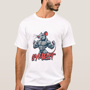 Gym Rat! Funny Muscular Rat Cartoon T-shirt