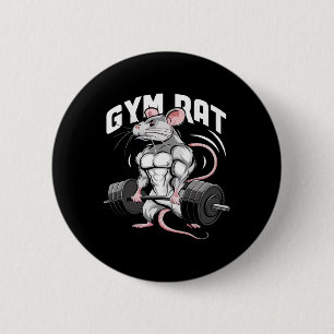 Gym Rat Grappig Bodybuilding Fitness Workout Gym W Ronde Button 5,7 Cm