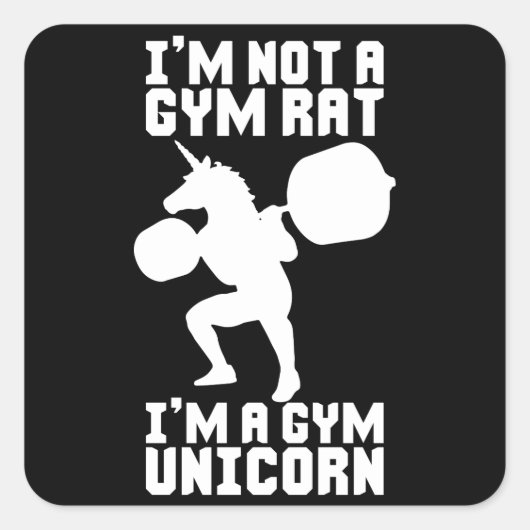 Gym Rat vs Gym Eenhoorn - Grappige Workout Inspira Vierkante Sticker (Voorkant)