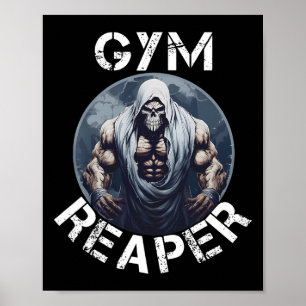 Gym Reaper Fitness Halloween Skeleton Workout Body Poster