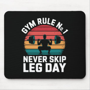 Gym Regel No1 Skip Leg Day Retro Bodybuilding Muismat