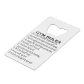 Gym Rules #USAPatriotGraphics ©WhiteTigerLLC.Com Kredietkaart Flessenopener (Voorkant Gekanteld)