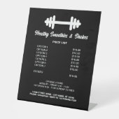 Gym smoothies & eiwit shake bar prijslijst menu reclamebord met voetstuk (Voorkant)