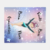 Gym Star Berry Stripe, bruine ogen, Blauwgroen loo Fleece Deken (Voorkant (Horizontaal))