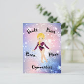 Gym Star Blonde, Green Eyes, Burgundy Leotard Briefkaart (Staand voorkant)