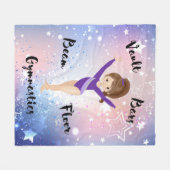Gym Star Brunette, bruine ogen, Paarse leotard Fleece Deken (Voorkant (Horizontaal))