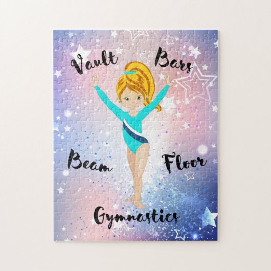 Gym Star Deep Blonde, Hazel Eyes, Turquoise Leo Legpuzzel (Verticaal)