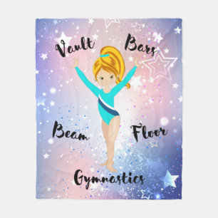 Gym Ster Diep Blond, Hazel Ogen, Turquoise Leeuw Fleece Deken