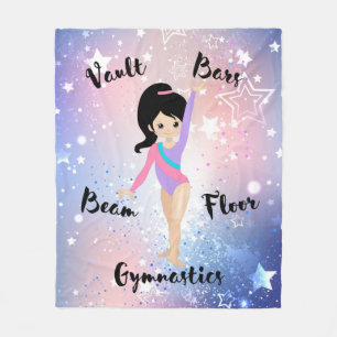 Gym Ster Zwart Haar, Bruine Ogen, Paarse Leotard Fleece Deken