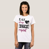 Gym t-shirt femmes, manger sommeil gym répéter (Devant entier)
