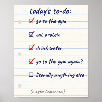 Gym Takenlijst Funny Notebook Poster