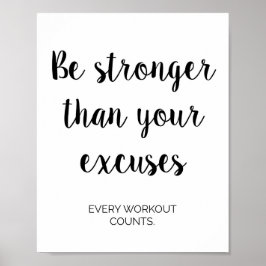 Gym, werkuitval, fitness Motivatie wanddecor Poster